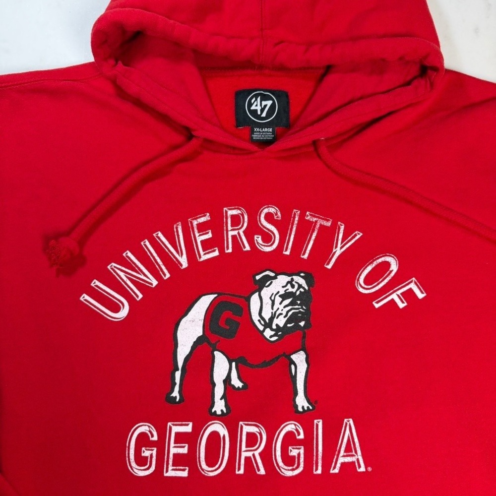 '47 University of Georgia Bulldogs Hoodie Mens‎ XXL Red Excellent Graphic Fleece